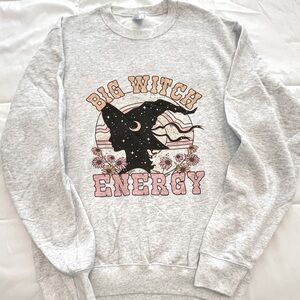 Gray 'Big Witch Energy' Sweatshirt. Size M. NWOT